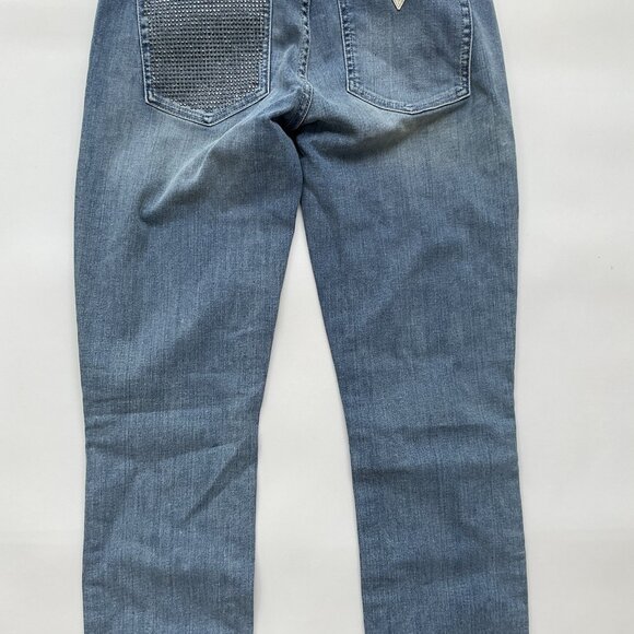 Guess Women’s Kate Skinny Low Rise Jeans Light Blue Studded Pocket Size 27 - Picture 9 of 13